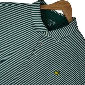 Masters Tech Polo Shirt Mens 4XL Green White Striped Golf Performance Preppy